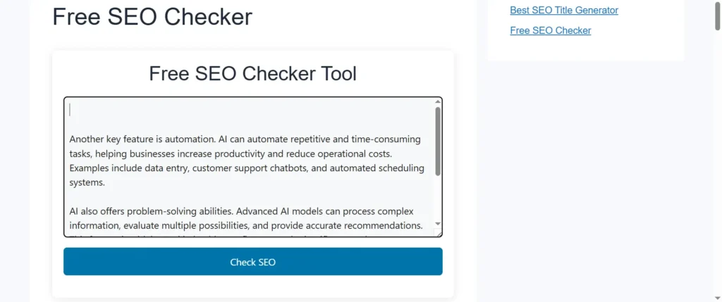 Free SEO Checker for all