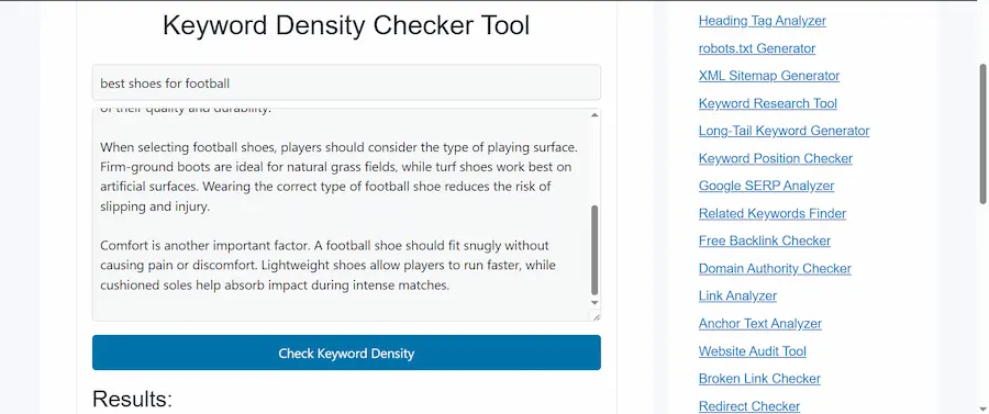 free Keyword Density Checker
