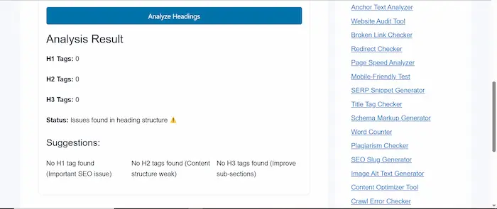 free Heading Tag Analyzer