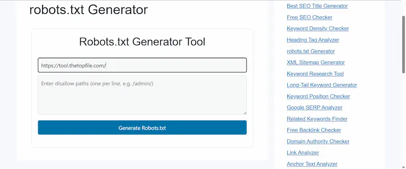 free robots.txt Generator