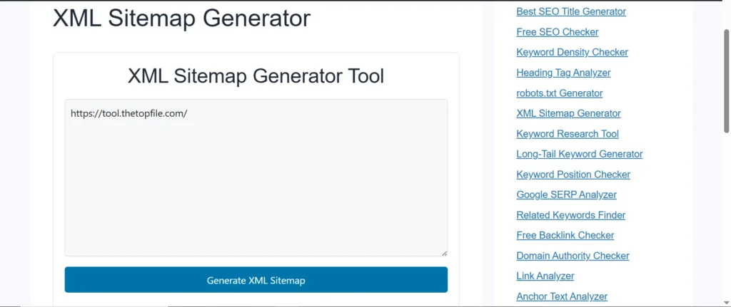 free XML Sitemap Generator tool