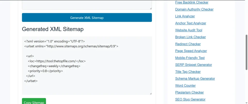 XML Sitemap Generator tool