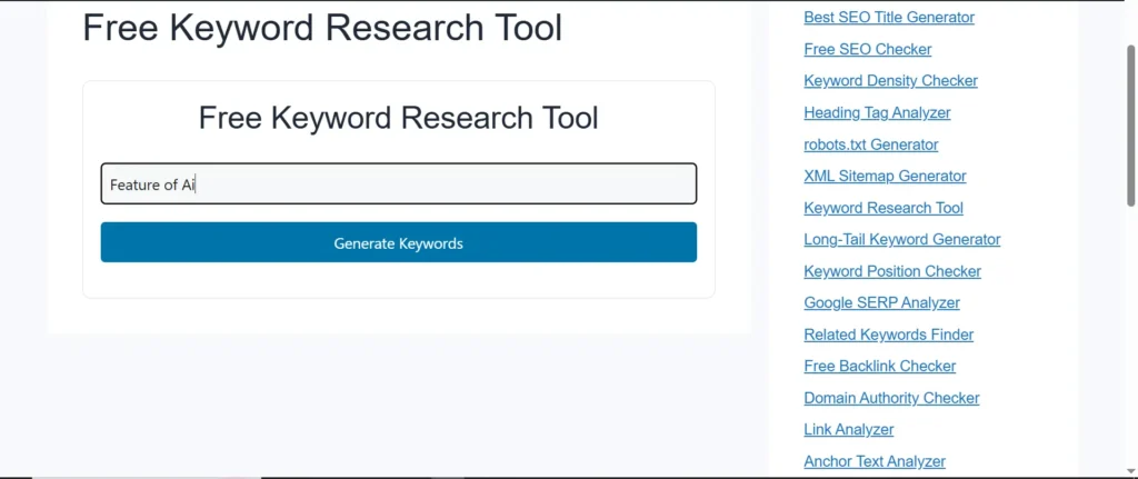 free Keyword Research Tool for seo