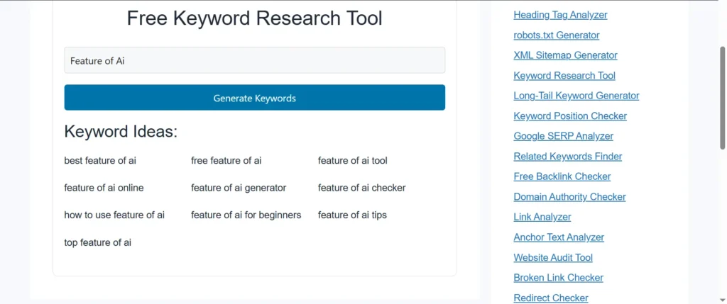 free Keyword Research Tool for seo