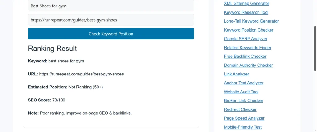 free Keyword Rank Checker