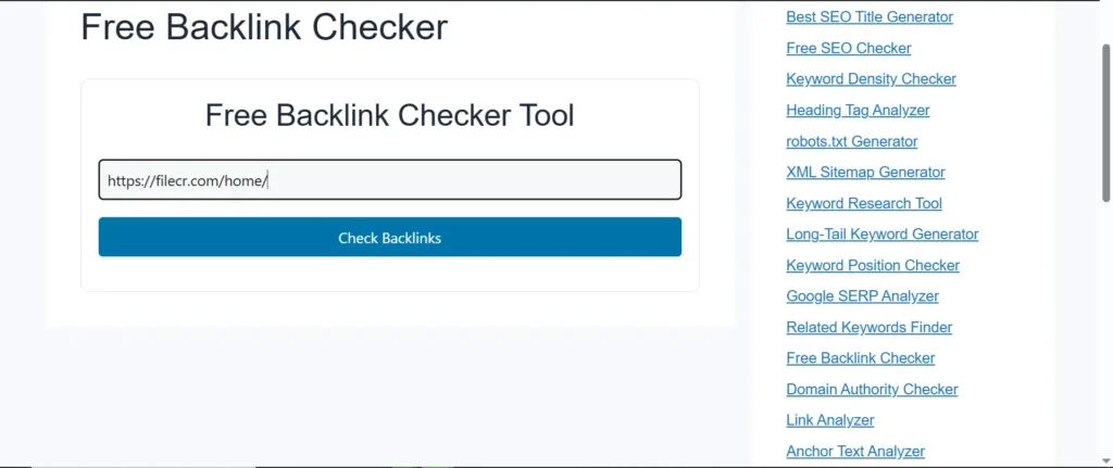 Free Backlink Checker tool