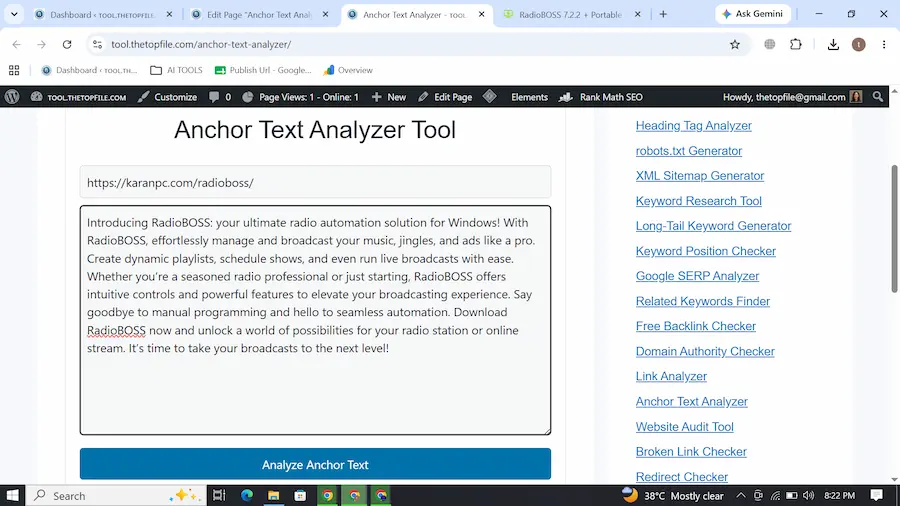 Anchor Text Analyzer