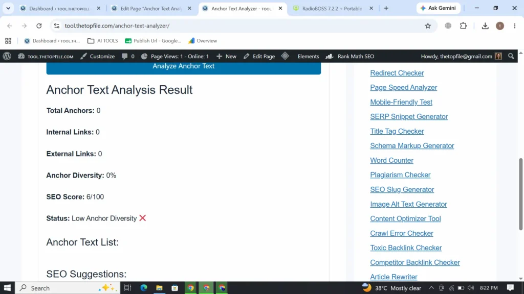 free Anchor Text Analyzer